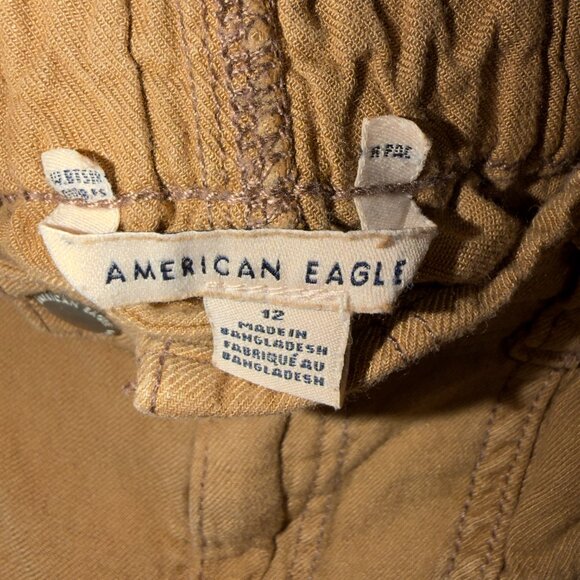American Eagle Brown Paperbag Waist Utility Shorts Size 12 Casual Summer - Picture 3 of 5